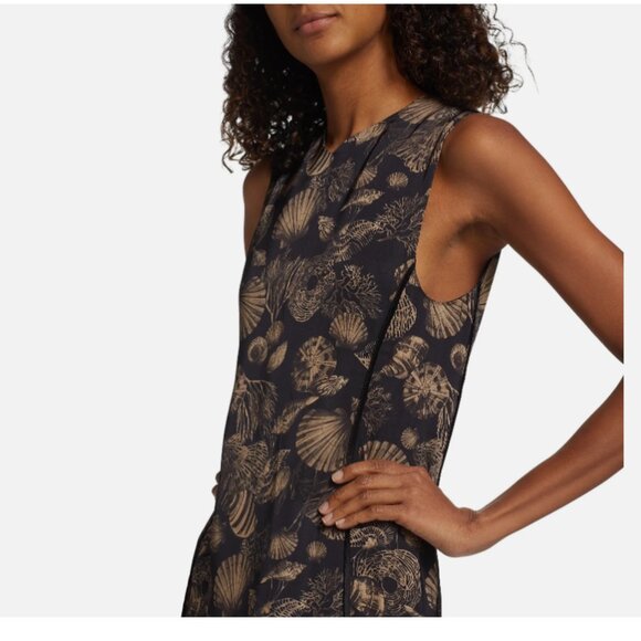 Co Seashell Print V-Neck Sleeveless Midi-Dress - Picture 4 of 6